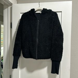 Athleta Black Sherpa Hooded Coat